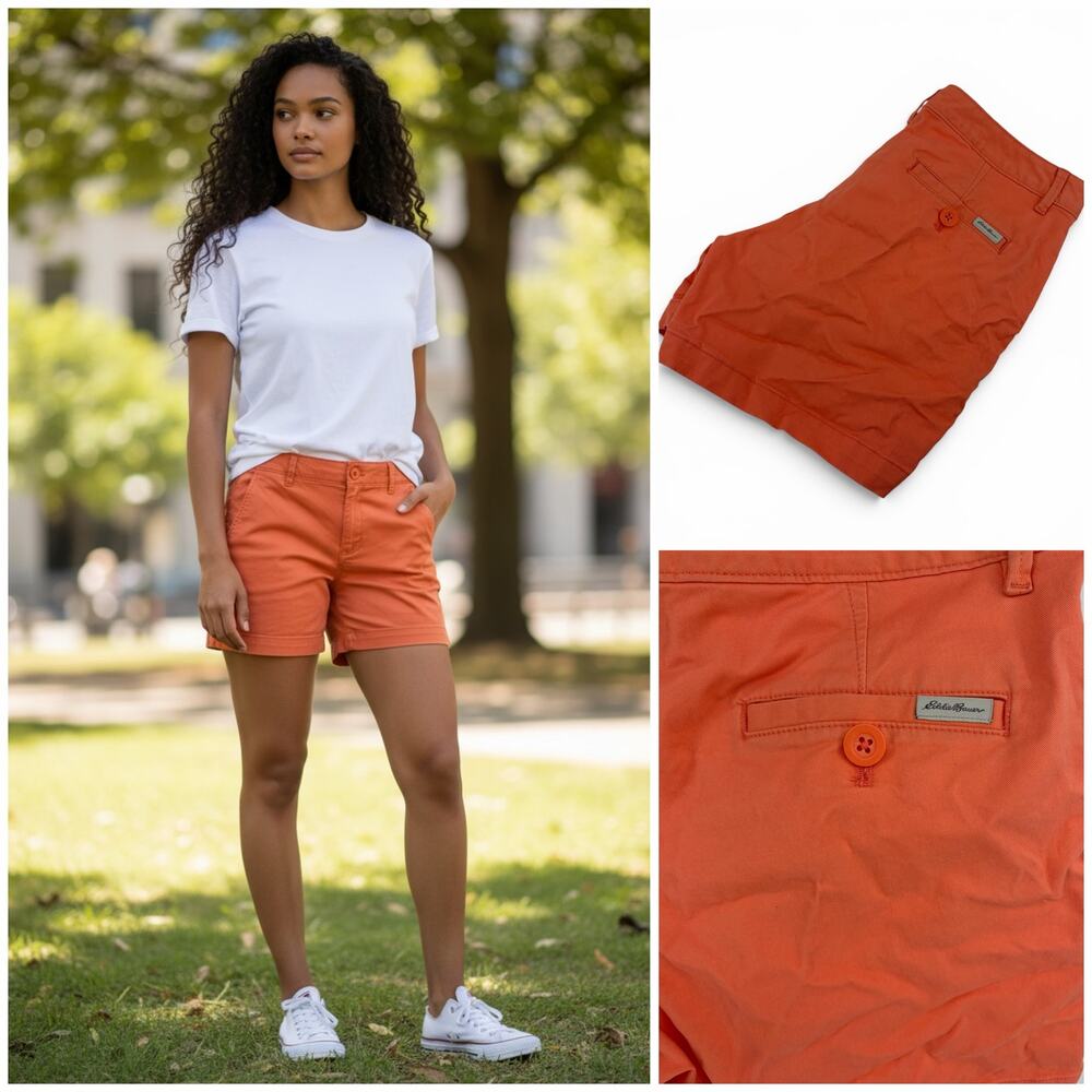 Eddie Bauer Mid Rise Boyfriend Shorts Women’s Size 4 Coral Casual Summer